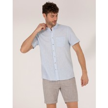 Pierre Cardin Erkek Açık Mavi Regular Fit Kısa Kollu Gömlek 50265118-VR003