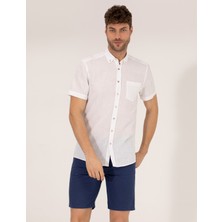 Pierre Cardin Erkek Beyaz Regular Fit Kısa Kollu Gömlek 50268184-VR013