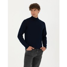 Pierre Cardin Erkek Lacivert Slim Fit Yarım Balıkçı Yaka Yün Karışımlı Basic Triko Kazak 50270055-VR033