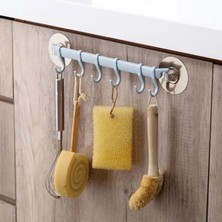 Mingjin Shop2 Mavi Stil 6 Kanca Banyo Organizatör Paslanmaz Havlu Tutucu Duvar Asılı Banyo Rafı Tırnaksız Dikişsiz Raf Askı Kancası (Yurt Dışından)