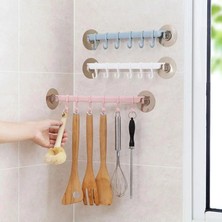 Mingjin Shop2 Mavi Stil 6 Kanca Banyo Organizatör Paslanmaz Havlu Tutucu Duvar Asılı Banyo Rafı Tırnaksız Dikişsiz Raf Askı Kancası (Yurt Dışından)