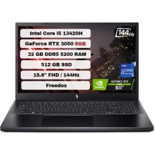 Acer Nitro V NH.QNCEY.00132 Intel Core I5 13420H 32GB 512GB SSD RTX3050 Freedos 15.6'' Fhd Taşınabilir Bilgisayar ANV15-51