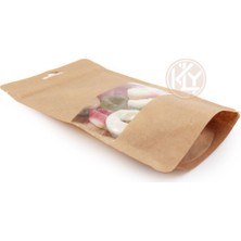 Kolay Ambalaj Kraft Dar Pencereli̇ Ki̇li̇tli̇ Doypack 13 x 22+4 cm 250  gr 100 Adet