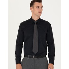 Pierre Cardin Erkek Siyah Regular Fit Uzun Kollu Basic Gömlek 50277764-VR046