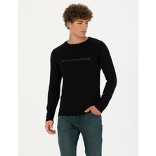 Pierre Cardin Erkek Siyah Slim Fit Bisiklet Yaka Triko Kazak 50278025-VR046