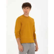 Pierre Cardin Erkek Safran Slim Fit Bisiklet Yaka Yün Karışımlı Basic Triko Kazak 50270054-VR043