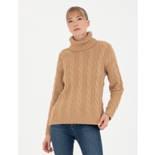 Pierre Cardin Kadın Bej Regular Fit Balıkçı Yaka Kazak 50276220-VR011