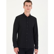 Pierre Cardin Erkek Siyah Slim Fit Uzun Kollu Gömlek 50274595-VR046