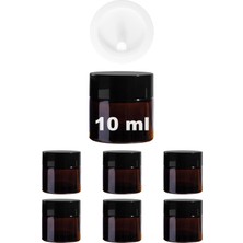 Afracam 10 ml Cam Kavanoz Amber 10 cc Mini Krem Kavanozu Siyah Kapaklı Kahverengi Lip Balm Seyahat Kabı