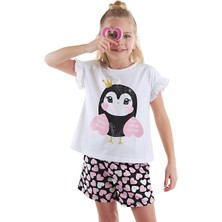 Denokids Tatlı Baykuş Kız Çocuk T-Shirt Şort Takım