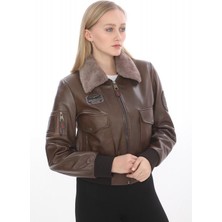 Crew Turk CAT3B (Koyu Kahve) Derı Kadın Pılot Montu