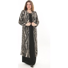 Ladies First Büyük Beden 3867 Siyah Ceket+Elbise Takım