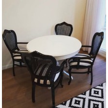 Masifart  100 cm Yuvarlak Baba Ayak Masa + 4 Sandalye Takımı