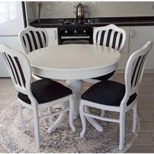 Masifart  100 cm Yuvarlak Baba Ayak Masa + 4 Sandalye Takımı