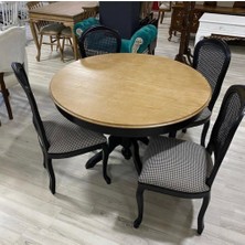 Masifart  100 cm Yuvarlak Baba Ayak Masa + 4 Sandalye Takımı