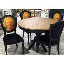 Masifart  100 cm Yuvarlak Baba Ayak Masa + 4 Sandalye Takımı