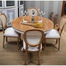 Masifart  100 cm Yuvarlak Baba Ayak Masa + 4 Sandalye Takımı