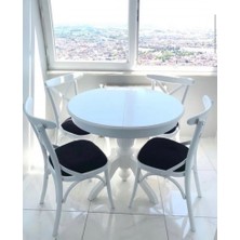 Masifart  100 cm Yuvarlak Baba Ayak Masa + 4 Sandalye Takımı