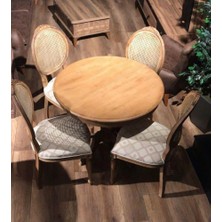 Masifart  100 cm Yuvarlak Baba Ayak Masa + 4 Sandalye Takımı