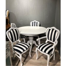 Masifart  100 cm Yuvarlak Baba Ayak Masa + 4 Sandalye Takımı