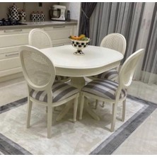 Masifart  120 cm Elips Baba Ayak Masa + 4 Sandalye Takımı