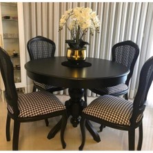 Masifart  100 cm Yuvarlak Baba Ayak Masa + 4 Sandalye Takımı