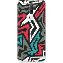 Teknomeg Oppo A9 2020 Uyumlu Grafiti Mozaik Desenler Desenli Silikon Kılıf