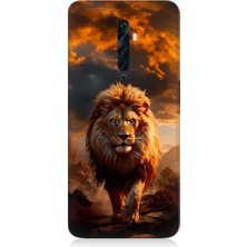 Teknomeg Oppo Reno 2z Uyumlu Yırtıcı Aslan Kral Desenli Silikon Kılıf