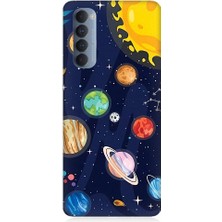 Teknomeg Oppo Reno 4 Pro Uyumlu Gezegenler ve Yıldız Haritası Desenli Silikon Kılıf