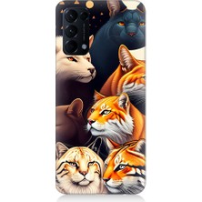 Teknomeg Oppo Reno 5 Uyumlu Renki Kedi Türleri Desenli Silikon Kılıf