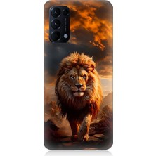 Teknomeg Oppo Reno 5 Pro Uyumlu Yırtıcı Aslan Kral Desenli Silikon Kılıf