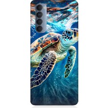 Teknomeg Oppo Reno 4 Pro Uyumlu Deniz Kaplumbağası Desenli Silikon Kılıf