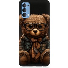 Teknomeg Oppo Reno 4 Uyumlu Sevimli Zeki Ayıcık Desenli Silikon Kılıf