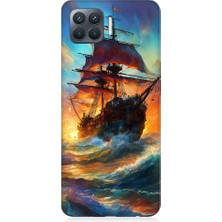 Teknomeg Oppo Reno 4 Lite Uyumlu Kızıl Deniz Yelkenli Gemi Desenli Silikon Kılıf