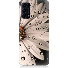Teknomeg Oppo Reno 5 Uyumlu Papatya ve Su Damlaları Desenli Silikon Kılıf