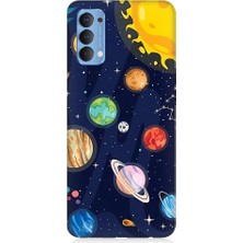 Teknomeg Oppo Reno 4 Uyumlu Gezegenler ve Yıldız Haritası Desenli Silikon Kılıf