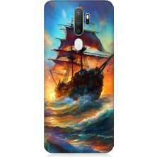 Teknomeg Oppo A9 2020 Uyumlu Kızıl Deniz Yelkenli Gemi Desenli Silikon Kılıf