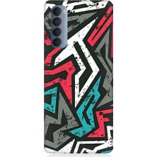 Teknomeg Oppo Reno 4 Pro Uyumlu Grafiti Mozaik Desenler Desenli Silikon Kılıf