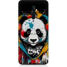 Teknomeg Oppo Reno 2z Uyumlu Renkli Boyalı Panda Desenli Silikon Kılıf