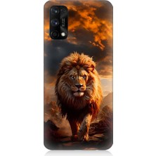 Teknomeg Realme 7 Pro Uyumlu Yırtıcı Aslan Kral Desenli Silikon Kılıf