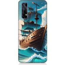 Teknomeg Realme 7 Uyumlu Yelkenli Calyon Gemi Desenli Silikon Kılıf