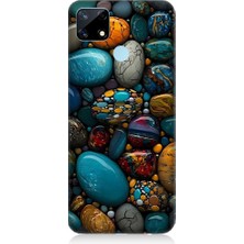 Teknomeg Realme 7i Uyumlu Renkli Doğal Taşlar Desenli Silikon Kılıf