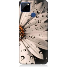 Teknomeg Realme C12 Uyumlu Papatya ve Su Damlaları Desenli Silikon Kılıf