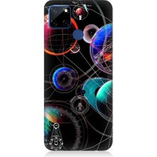 Teknomeg Realme C12 Uyumlu Sci Fi Gezegenler ve Vektörler Desenli Silikon Kılıf