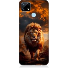 Teknomeg Realme C25 Uyumlu Yırtıcı Aslan Kral Desenli Silikon Kılıf