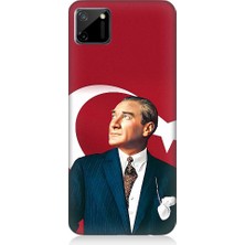 Teknomeg Realme C11 Uyumlu Mustafa Kemal Atatürk ve Bayrak Desenli Silikon Kılıf