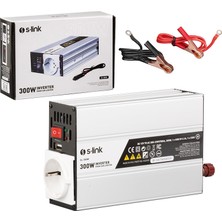 S-Link SL-300W 300 Watt Dc 12 Volt 220 Volt Çevirici Dönüştürücü Ac 230 Volt Inverter 12V-220V