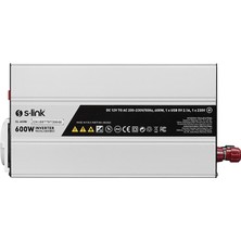 S-Link SL-600W Dc 12 Volt Ac 220 Volt Çevirici Dönüştürücü 600 Watt Inverter 12V-220V