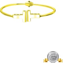 Adal Silver 925 Ayar Gümüş T Model Kelepçe Ayarlanabilir Bilezik