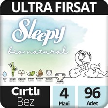 Sleepy Bio Natural Bebek Bezi 4 Beden Ultra Fırsat Paketi 96 Adet